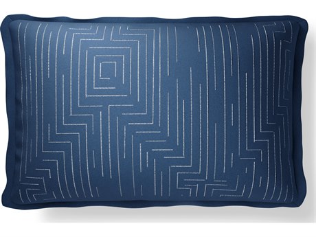 Jensen Outdoor Performance Plume Embroidery 14" x 22" Maze - Indigo/Ivory