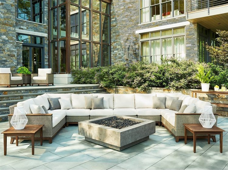 Jensen Outdoor Coral IPE Sectional Lounge Set 4