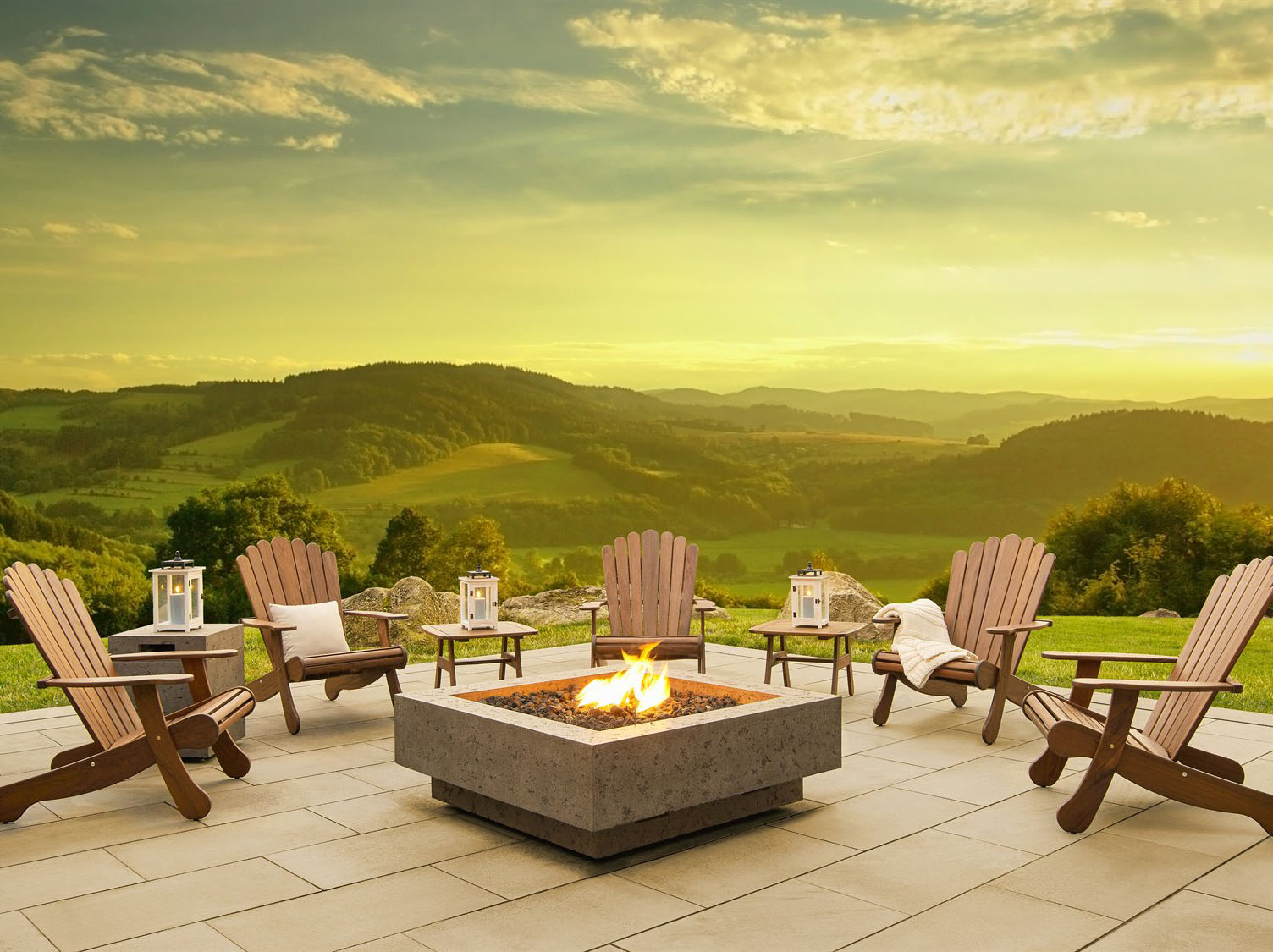 Jensen Outdoor Furniture Heritage IPE Firepit Lounge Set