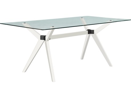 Unique Furniture Rainier Rectangular Glass Grey Dining Table
