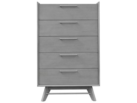 Unique Furniture Rainier 5-Drawers Grey Acacia Wood Accent Chest