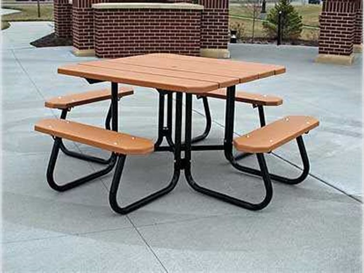 Frog Furnishings Square Steel 4 ft. 48'' Square Picnic Table