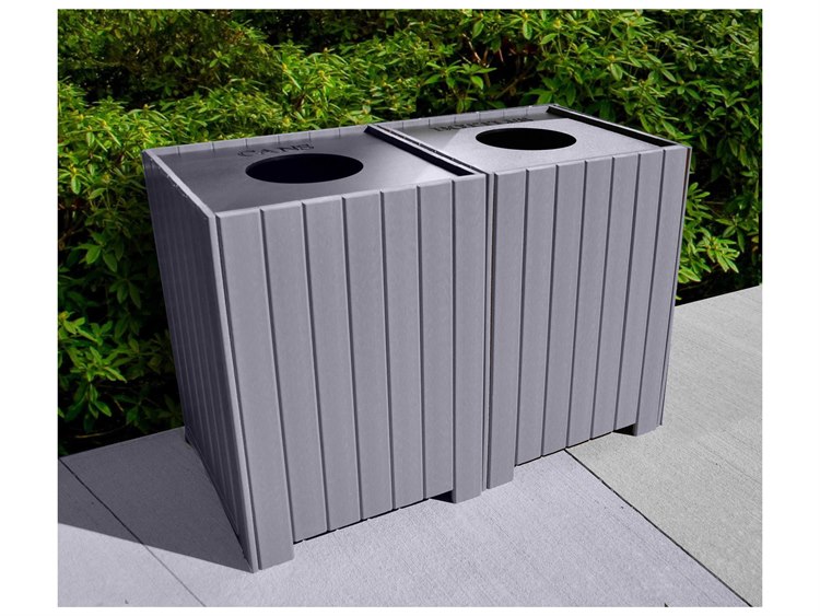 Frog Furnishings Recycled Plastic Square Recycling Center 64 Gallon Receptacles