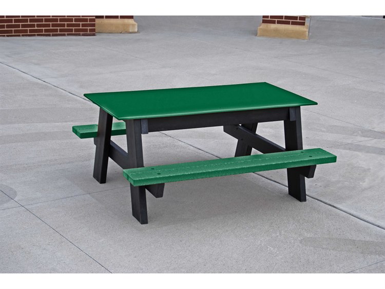 Frog Furnishings Kids Recycled Plastic 4 ft. 48''W x 45''D Rectangular Picnic Table