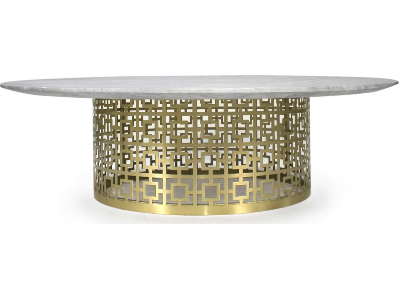 Jonathan Adler Nixon White Marble / Brass 44'' Wide Round Coffee Table
