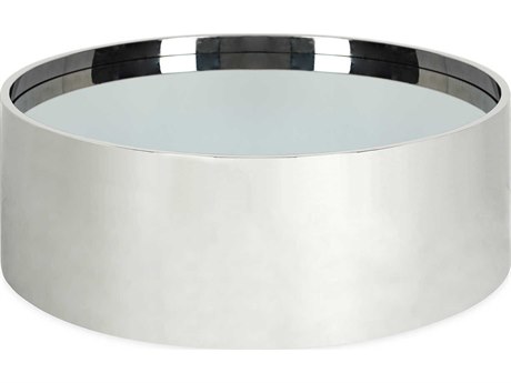 Jonathan Adler Alphaville Round Stainless Steel Smoked Mirorr Coffee Table