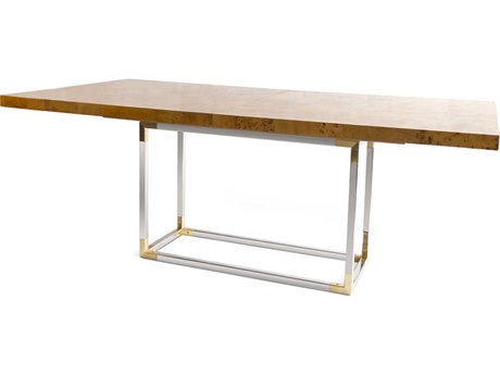 Jonathan Adler Bond Rectangular Wood Burled Mappa Dining Table