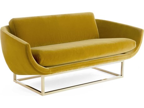 Jonathan Adler Beaumont Varese Lichen Polished Brass Gold Loveseat