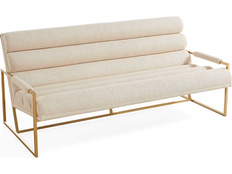 Jonathan Adler Channeled Goldfinger Belfast Stone White Upholstered Loveseat