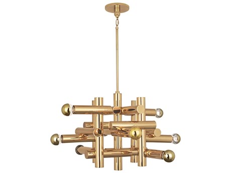 Jonathan Adler Milano Gold Geometric Chandelier