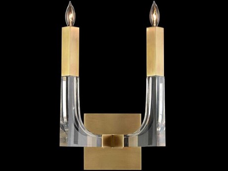 John Richard 2-Light Acrylic Antique Brass Clear Wall Sconce
