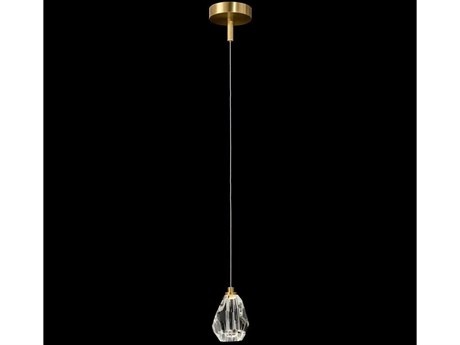 John Richard Mark McDowell Faceted 1-Light Brass Crystal LED Mini Pendant