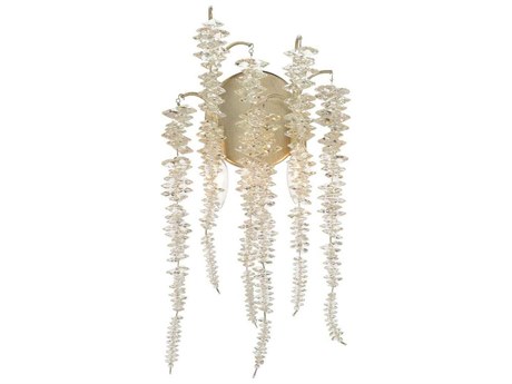 John Richard Cascading Crystal 2-Light Silver Brass Wall Sconce
