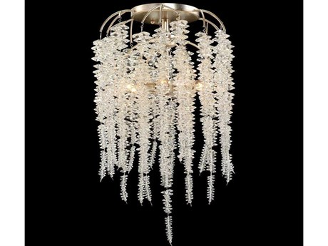 John Richard Cascading Crystal 6-Light Antiqued Silver Semi Flush Mount