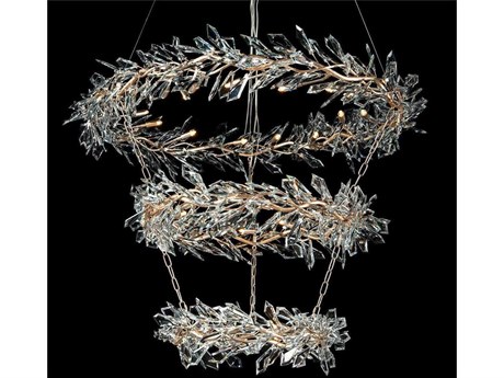 John Richard Kotta Antique Silver Leaf Crystal Tiered Chandelier