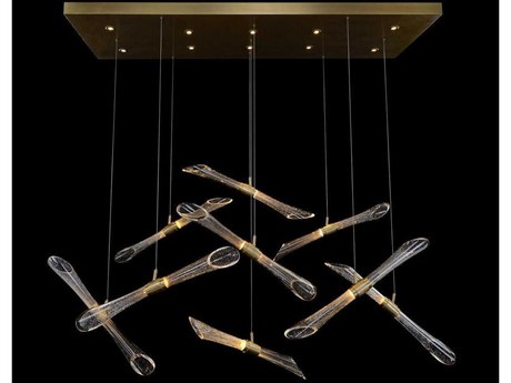 John Richard Rhapsody Brass Glass Linear Island Pendant