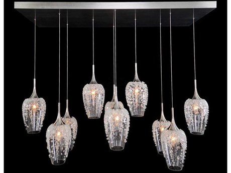 John Richard Aureo Brushed Nickel Glass Linear Island Pendant