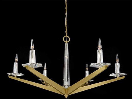 John Richard Kevin VonKluck Antares 6-Light Brushed Brass Crystal Glass Chandelier