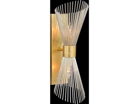 John Richard Kevin VonKluck Bonheur 2-Light Silver Leaf Gold Wall Sconce