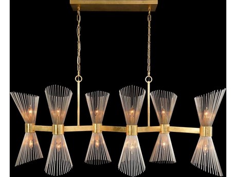 John Richard Bonheur 12-Light Gold Leaf Linear Island Pendant