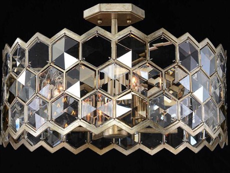 John Richard Array 4-Light Champagne Silver Semi Flush Mount