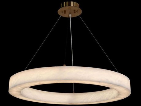 John Richard Alabaster Halo Antique Brass Pendant