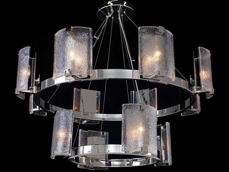 John Richard Claritas 12-Light Polished Nickel Candelabra Tiered Chandelier