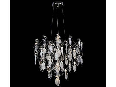 John Richard Stone Grove Polished Stainless Steel White Chandelier