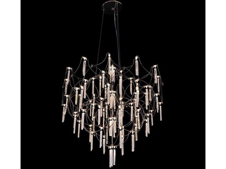 John Richard Stone Grove Polished Stainless Steel White Chandelier