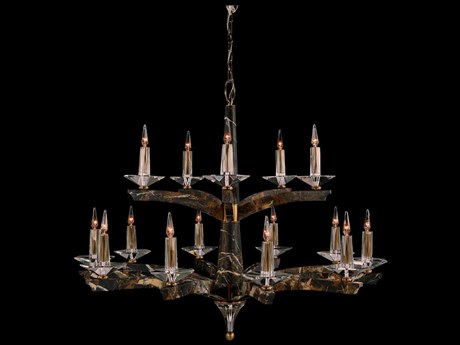 John Richard Inverness 15-Light Antique Brass Candelabra Tiered Chandelier