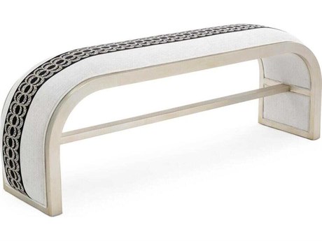 John Richard Aintree Antique Silver Upholstered Accent Bench