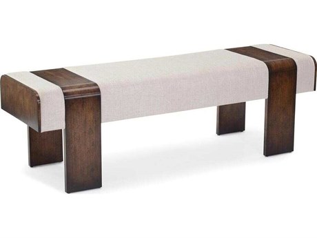 John Richard Kinda Sable Brown Cream Upholstered Accent Bench