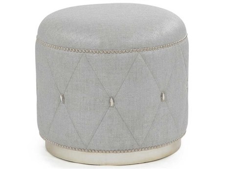 John Richard Christine Rendino Diamond Gray Nickel Silver Upholstered Ottoman