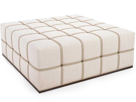 John Richard Christine Rendino Steamer Soft Pale Ivory Beige Upholstered Ottoman