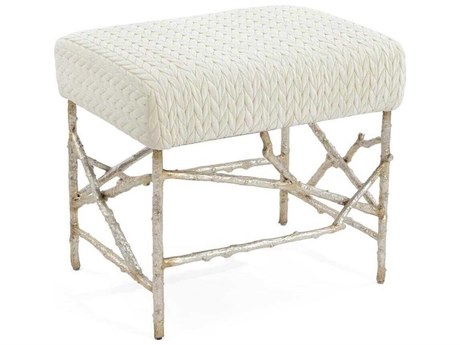 John Richard Branch-Style Transitional Silver Upholstered Ottoman