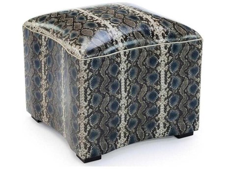 John Richard Curved Viper Blue Upholstered Ottoman