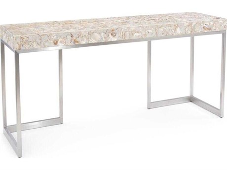 John Richard Mark McDowell Capiz Rectangular Capiz Brushed Stainless Steel Console Table