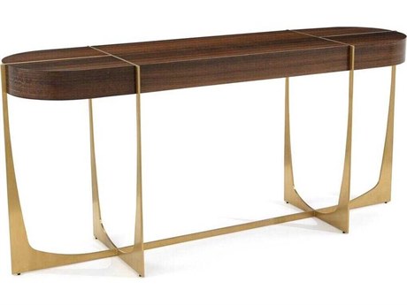 John Richard Mark McDowell Dignitas Oval Wood Brown Gold Console Table