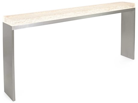 John Richard Edda Rectangular Acrylic Brushed Nickel Console Table