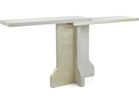 John Richard Mercurio Rectangular Wood White Washed Bright Silver Console Table