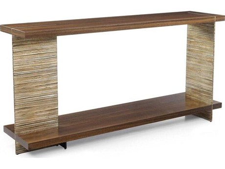 John Richard Altillo Rectangular Wood Light Smoked Rose Silver Console Table