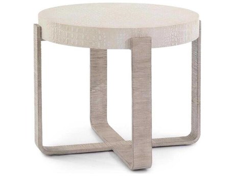 John Richard Kano Round Resin White End Table