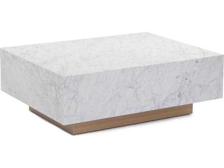 John Richard Mark McDowell Vicenza Rectangular Marble White Brushed Brass Coffee Table
