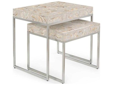 John Richard Mark McDowell Botta Square Pearlized Capiz End Table