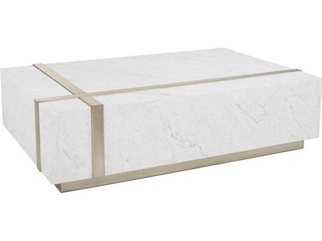 John Richard Christine Rendino Logan Rectangular Marble Burnished Silver Leaf Coffee Table