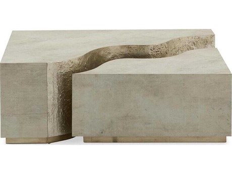 John Richard Denali Rectangular Wood Tiza Gesso Silver Coffee Table