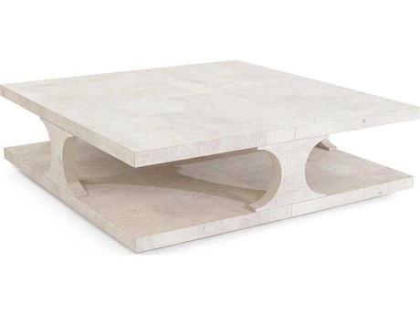 John Richard Cadence Square Wood Tiza Gesso Coffee Table