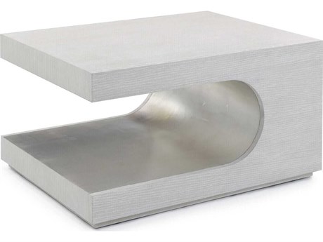 John Richard Groove Rectangular Wood White Washed Champagne Coffee Table
