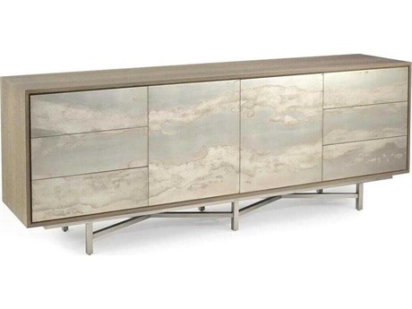 John Richard Mark McDowell Audley 94" Oak Wood Driftwood Silver Leaf Sideboard