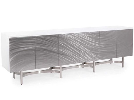 John Richard Mark McDowell Azure 94" Beech Wood Beluga Antiqued Silver Sideboard